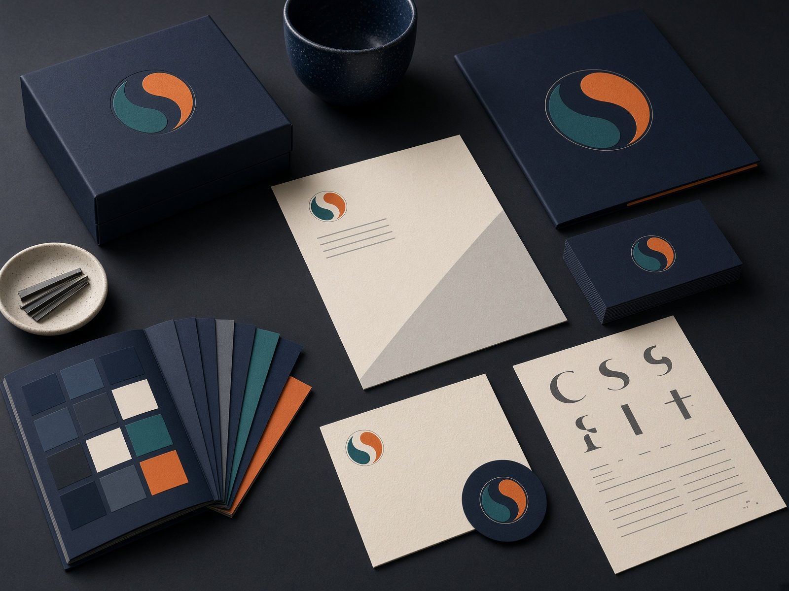 Brand identity kit with colour, type and positioning materials