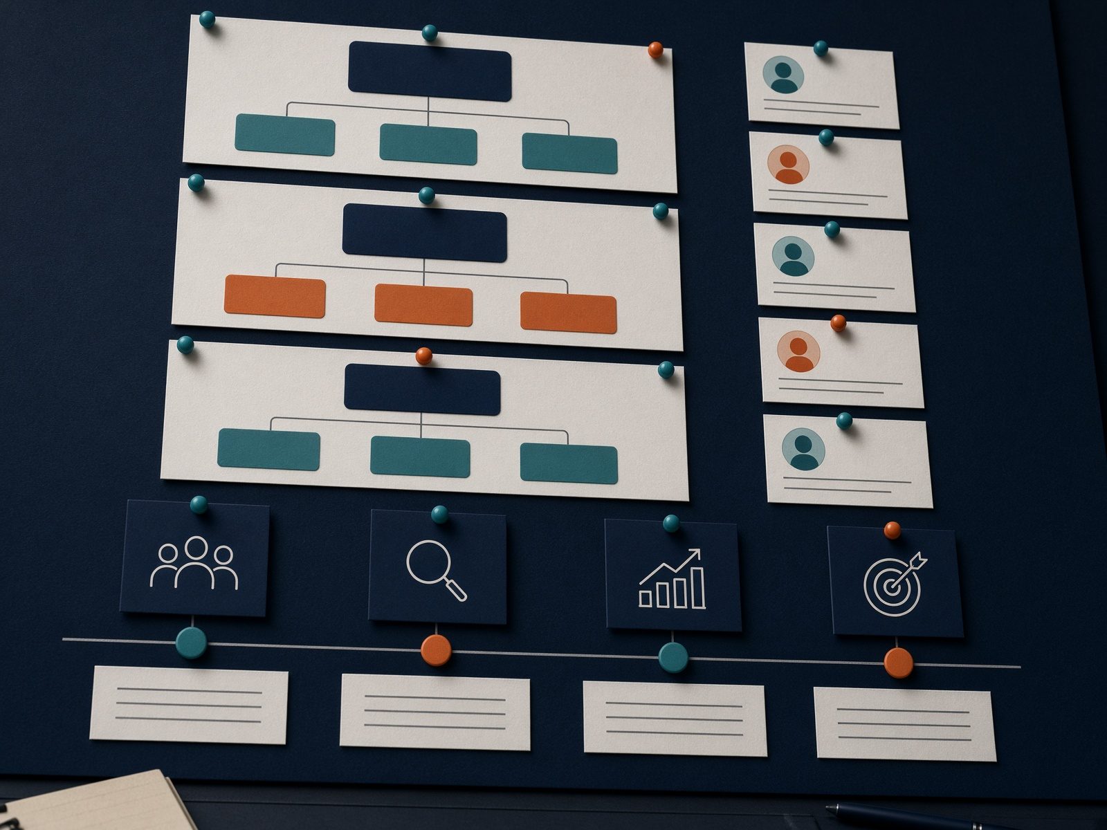 Message maps and a communication roadmap on a planning board